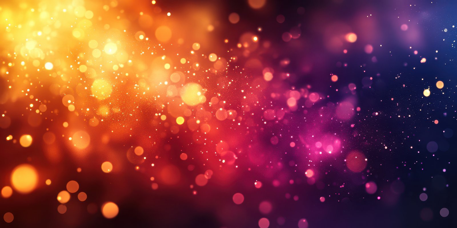 Vibrant bokeh lights creating a dazzling abstract background with warm hues and cool tones at twilight